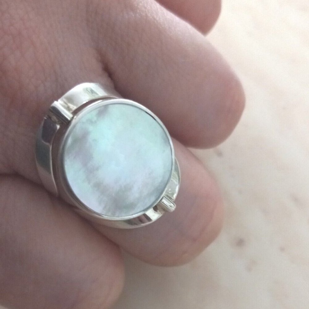 Ring Silver 950 Adjustable Ring With Natural Ston… - image 3